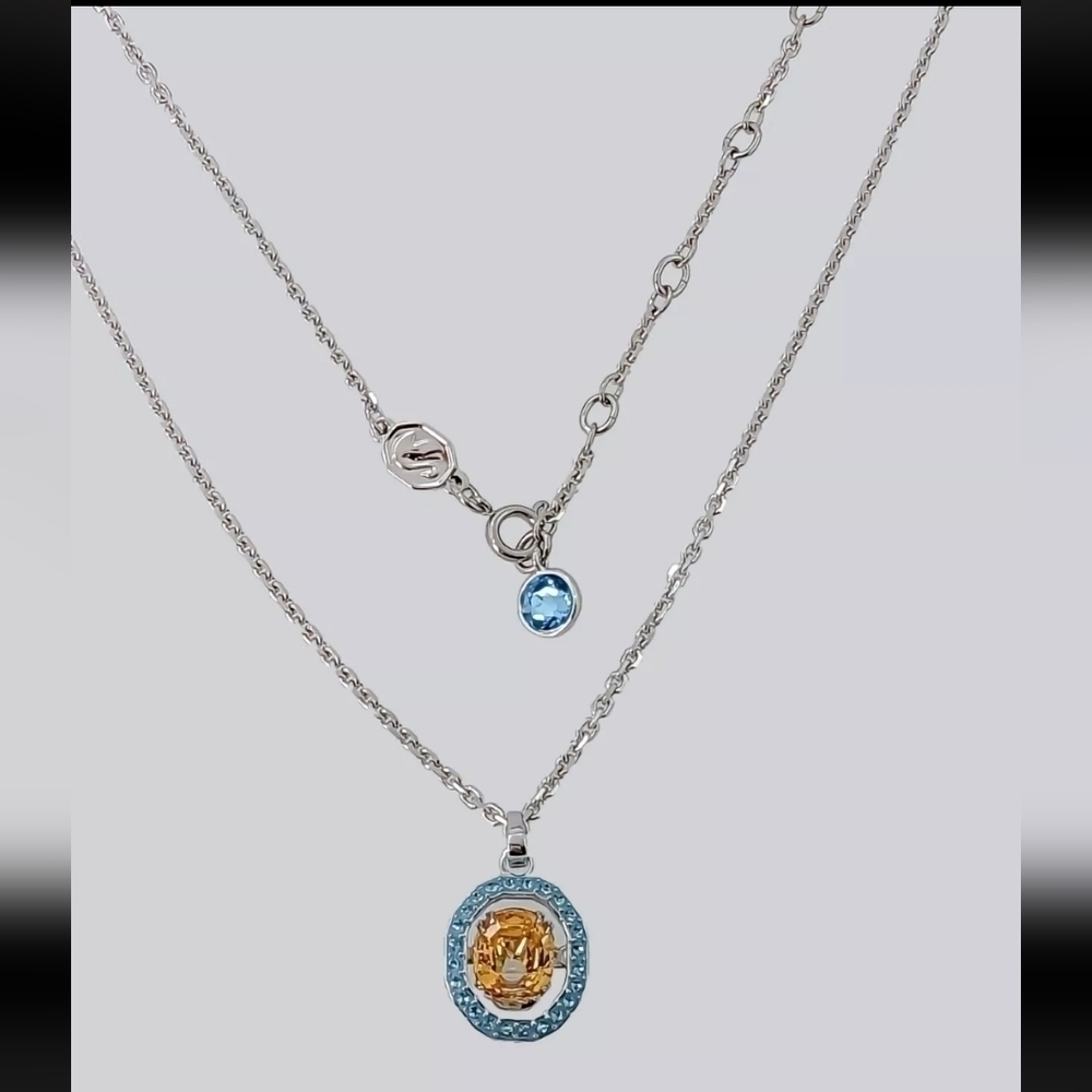 NWB 100% Authentic Swarovski Blue Yellow Crystal Chroma Pendant Necklace